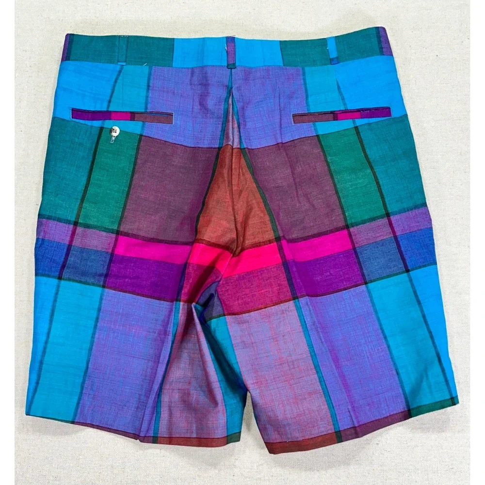 VINTAGE Halrin Men's 34 NWTs Handwoven Turquoise‎ Golf Shorts DEAD STOCK USA